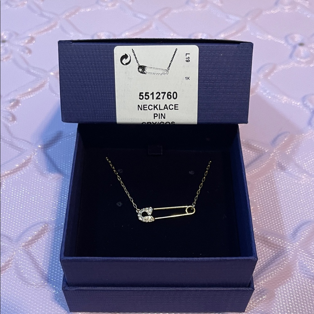 Swarovski Gold Necklace with Safety Pin Pendant